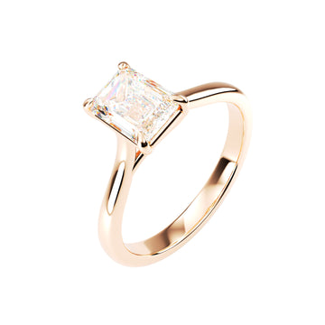 18kt Rose Gold Solitaire Emerald Cut