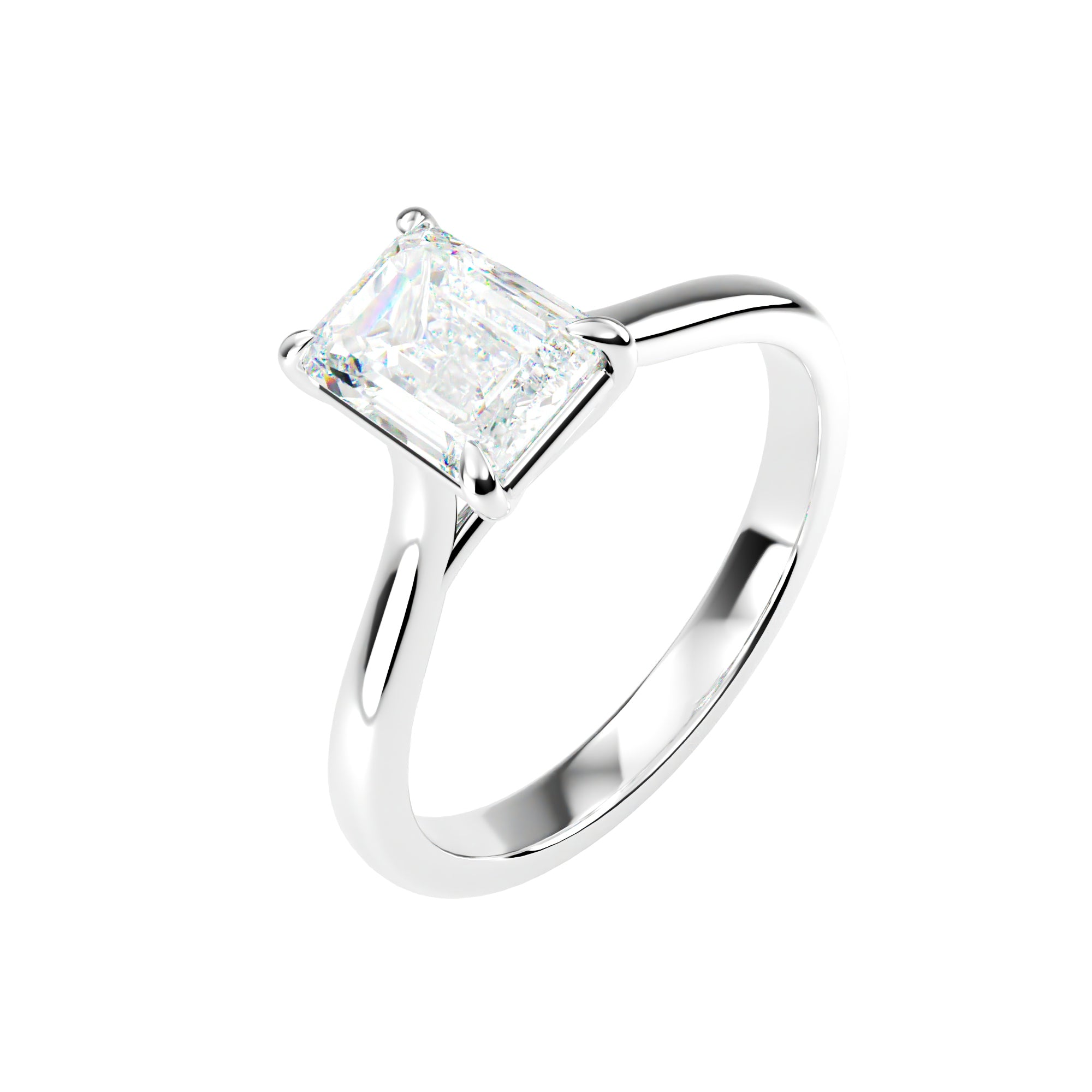 18kt White Gold Solitaire Emerald Cut