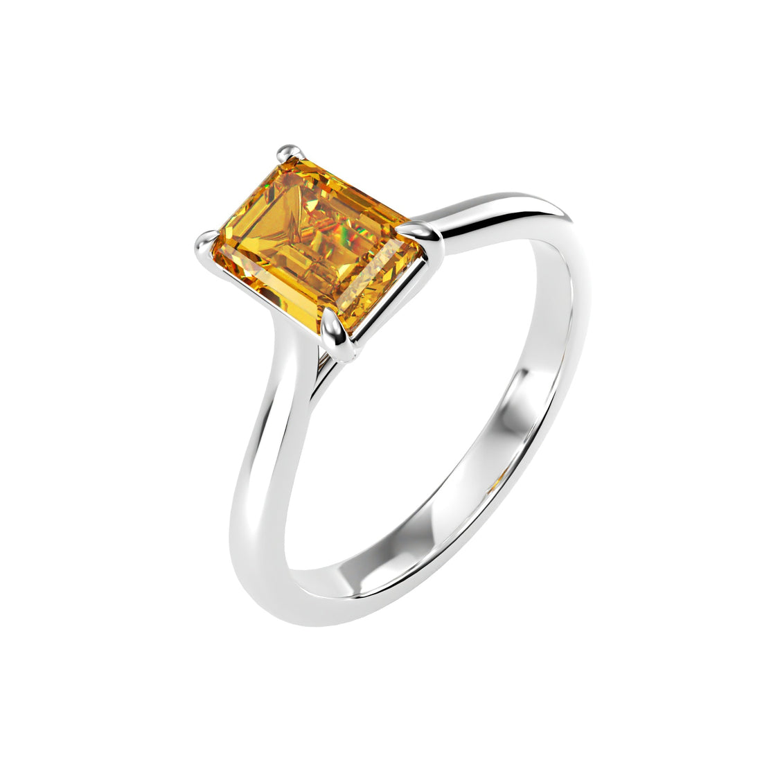 Platinum Solitaire Emerald Cut