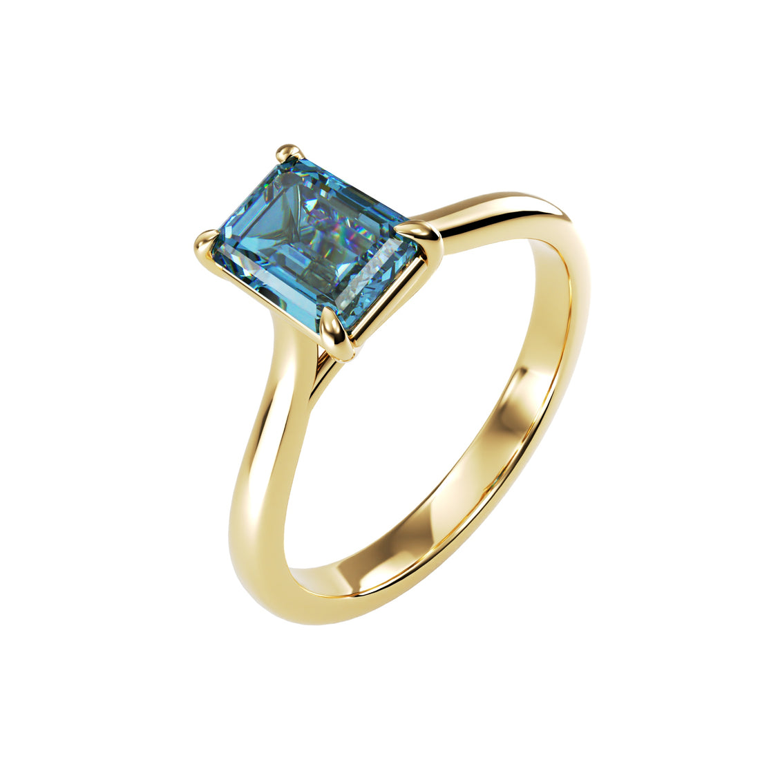 18kt Yellow Gold Solitaire Emerald Cut