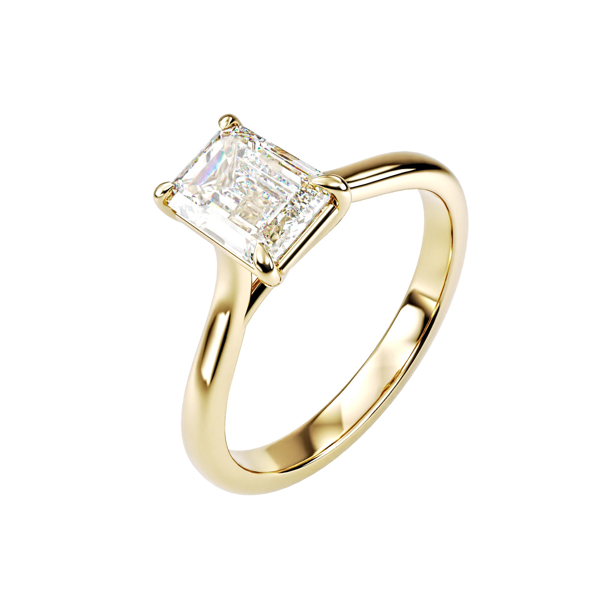 18kt Yellow Gold Solitaire Emerald Cut