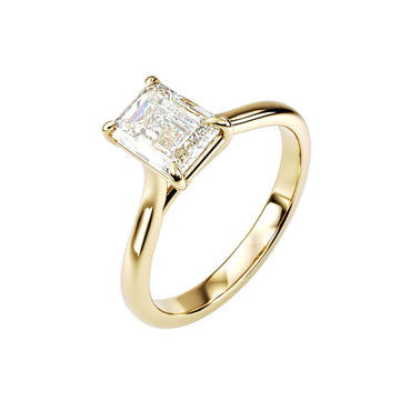 18kt Yellow Gold Solitaire Emerald Cut