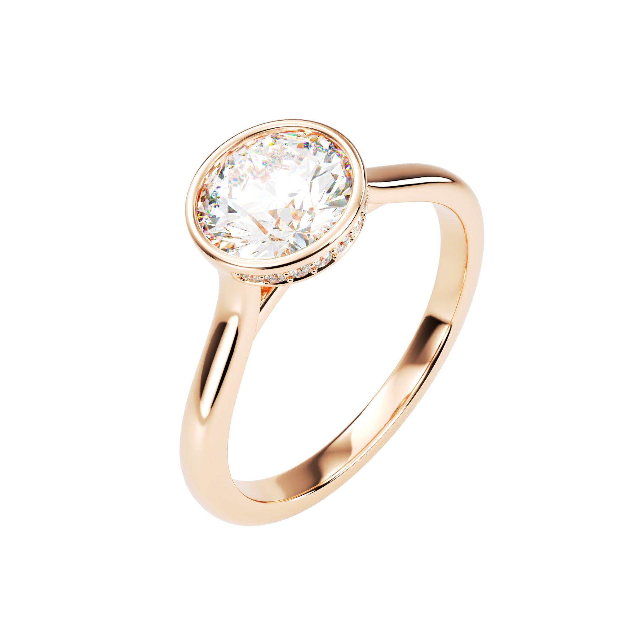 18kt Rose Gold Solitaire Brilliant Round Bezel Set