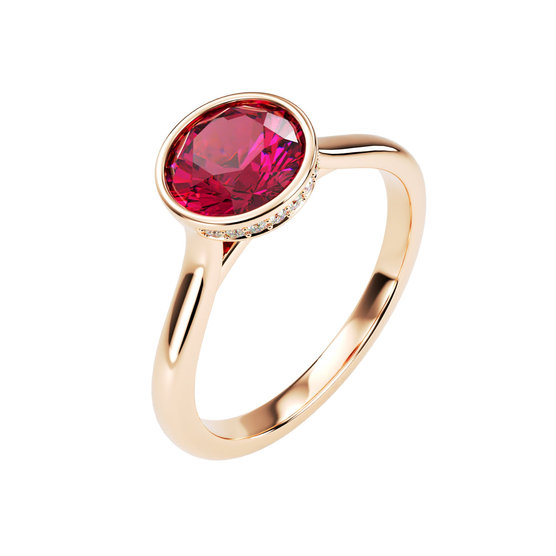 18kt Rose Gold Solitaire Brilliant Round Bezel Set