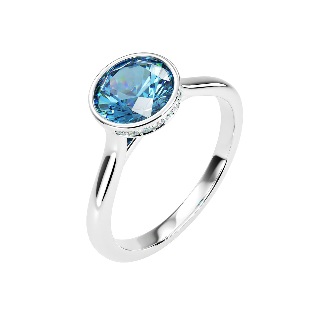 Platinum Solitaire Brilliant Round Bezel Set