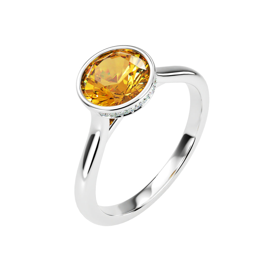 18kt White Gold Solitaire Brilliant Round Bezel Set