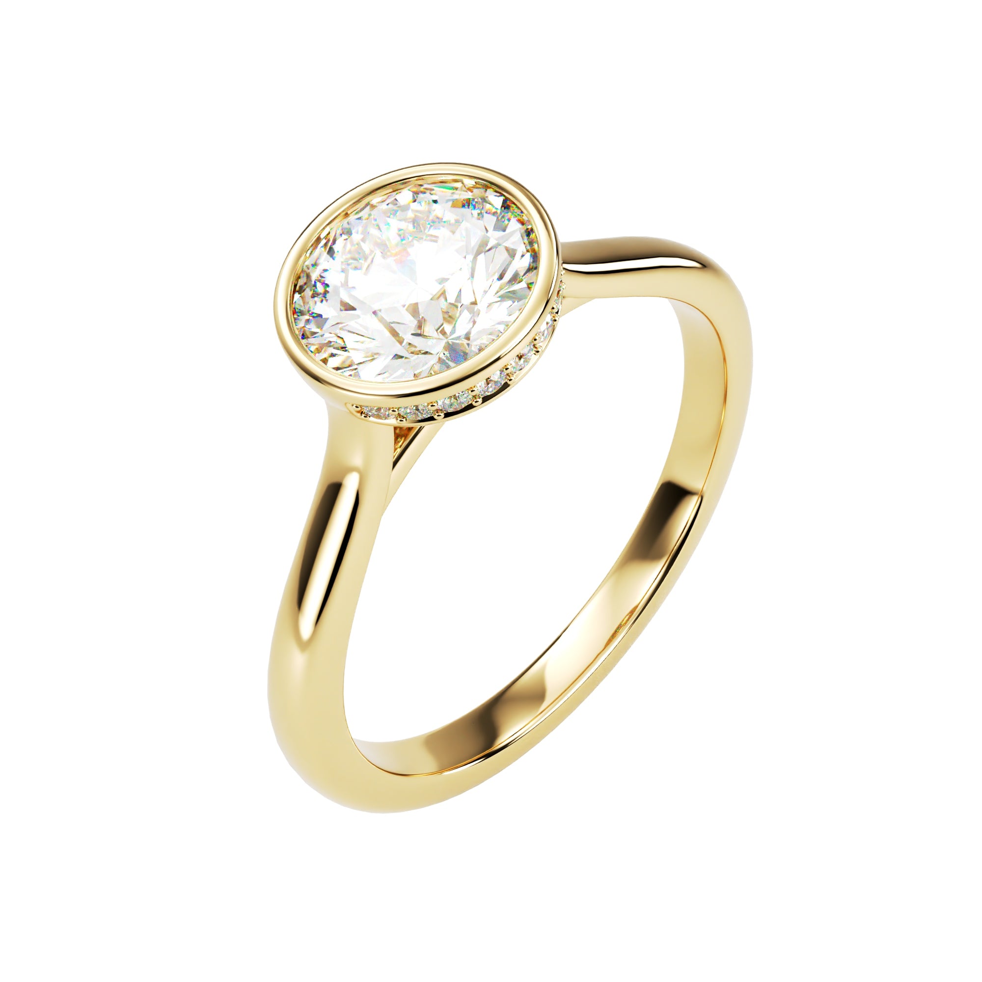 18kt Yellow Gold Solitaire Brilliant Round Bezel Set