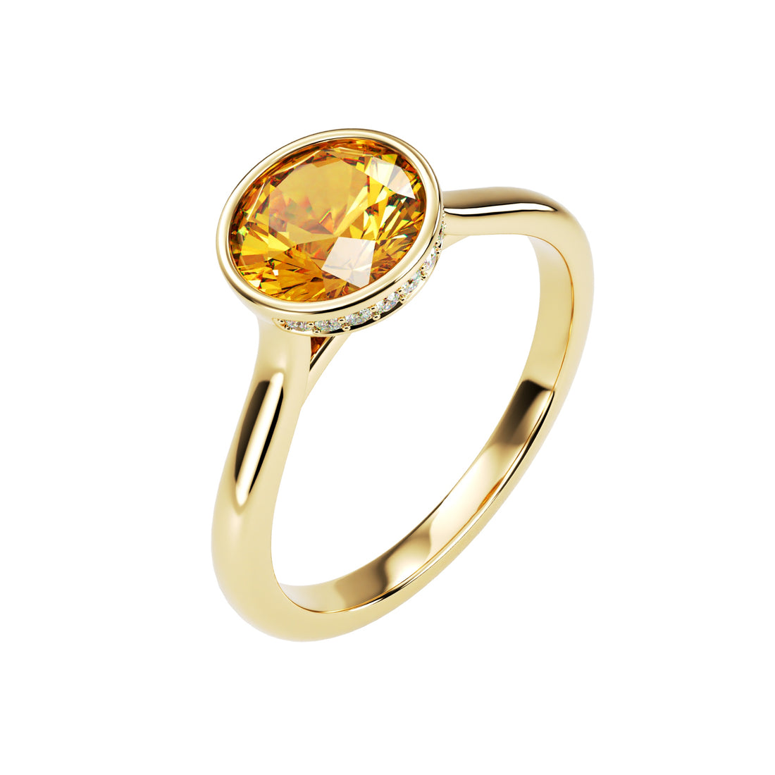18kt Yellow Gold Solitaire Brilliant Round Bezel Set