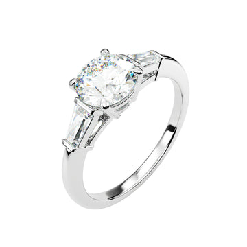Platinum Solitaire Brilliant Round Baguette Shoulders