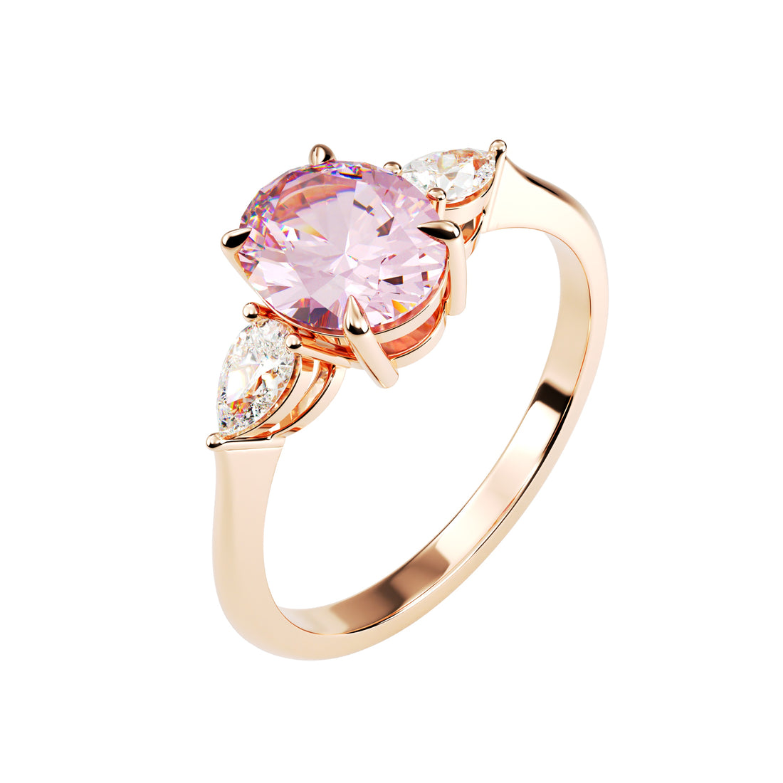 18kt Rose Gold Solitaire Brilliant Round Pear Shoulders