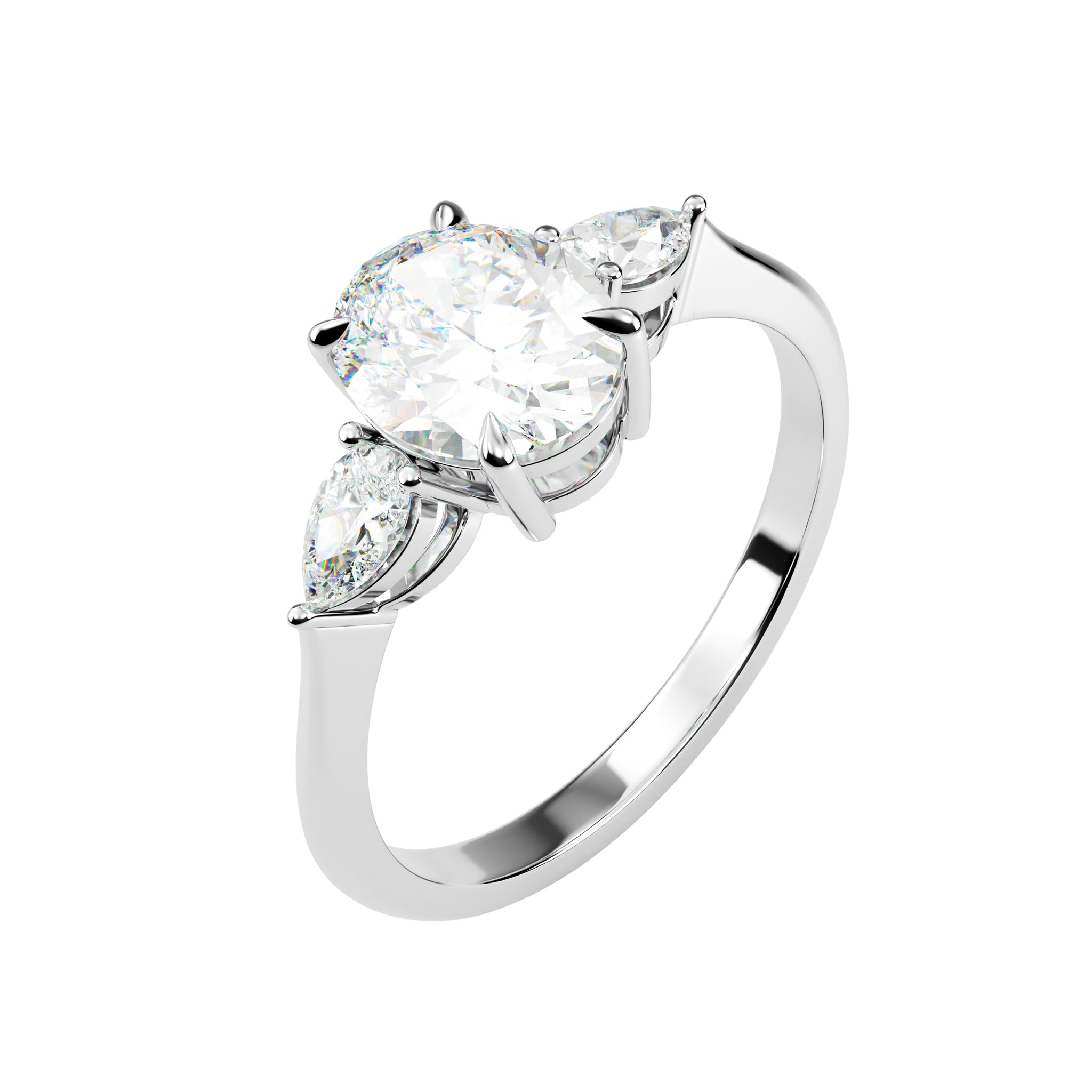 18kt White Gold Solitaire Brilliant Round Pear Shoulders