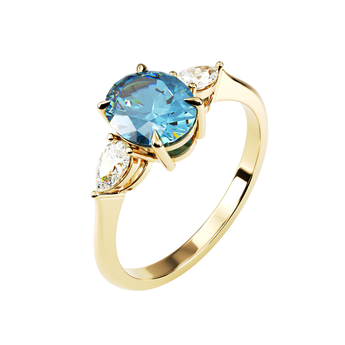 18kt Yellow Gold Solitaire Brilliant Round Pear Shoulders