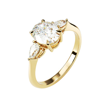 18kt Yellow Gold Solitaire Brilliant Round Pear Shoulders