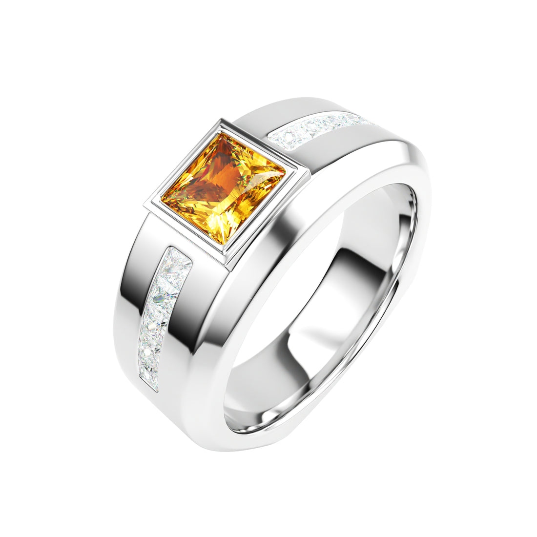 Platinum Solitaire Princess Cut Men