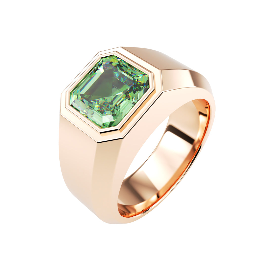 18kt Rose Gold Solitaire Asschers Cut Men