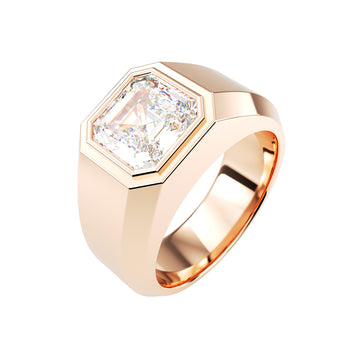 18kt Rose Gold Solitaire Asschers Cut Men