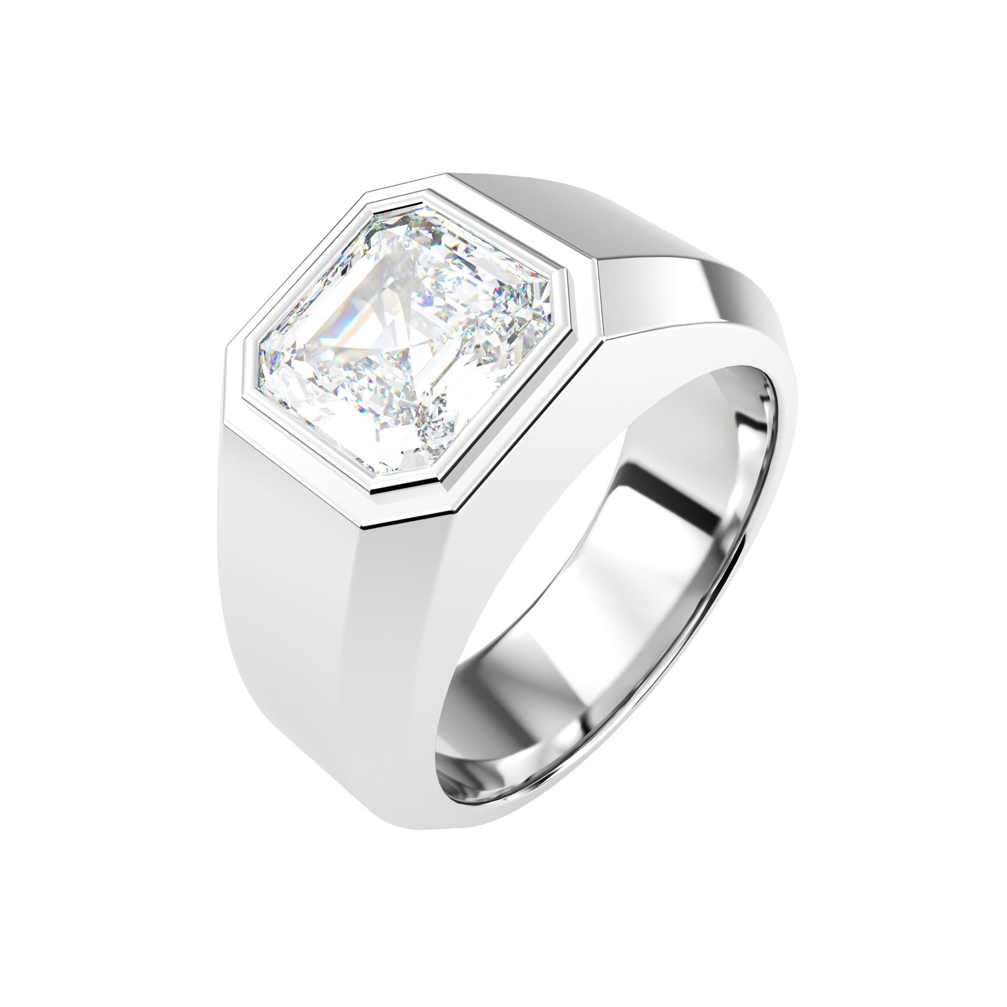Platinum Solitaire Asscher Cut Men