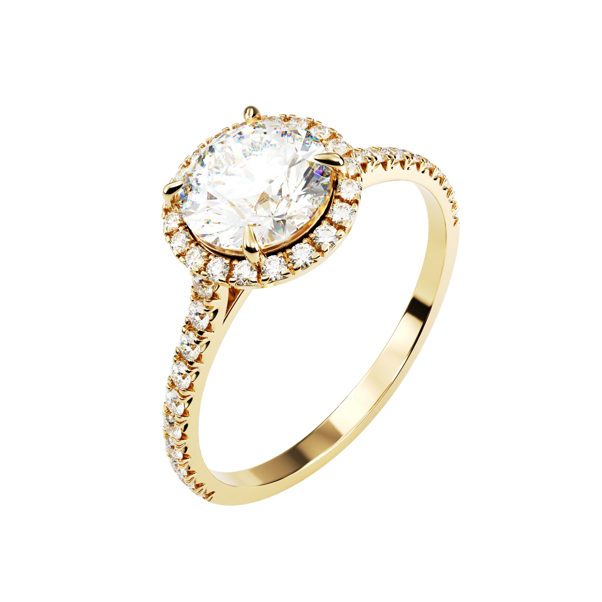 18kt Yellow Gold Classic Round Halo