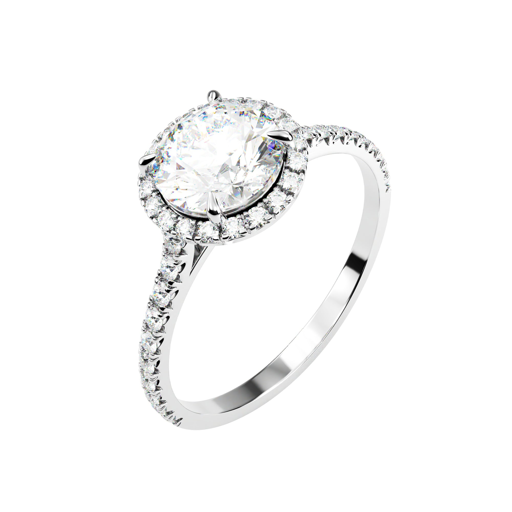 18kt White Gold Classic Round Halo