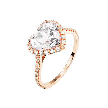 18kt Rose Gold Classic Heart Halo