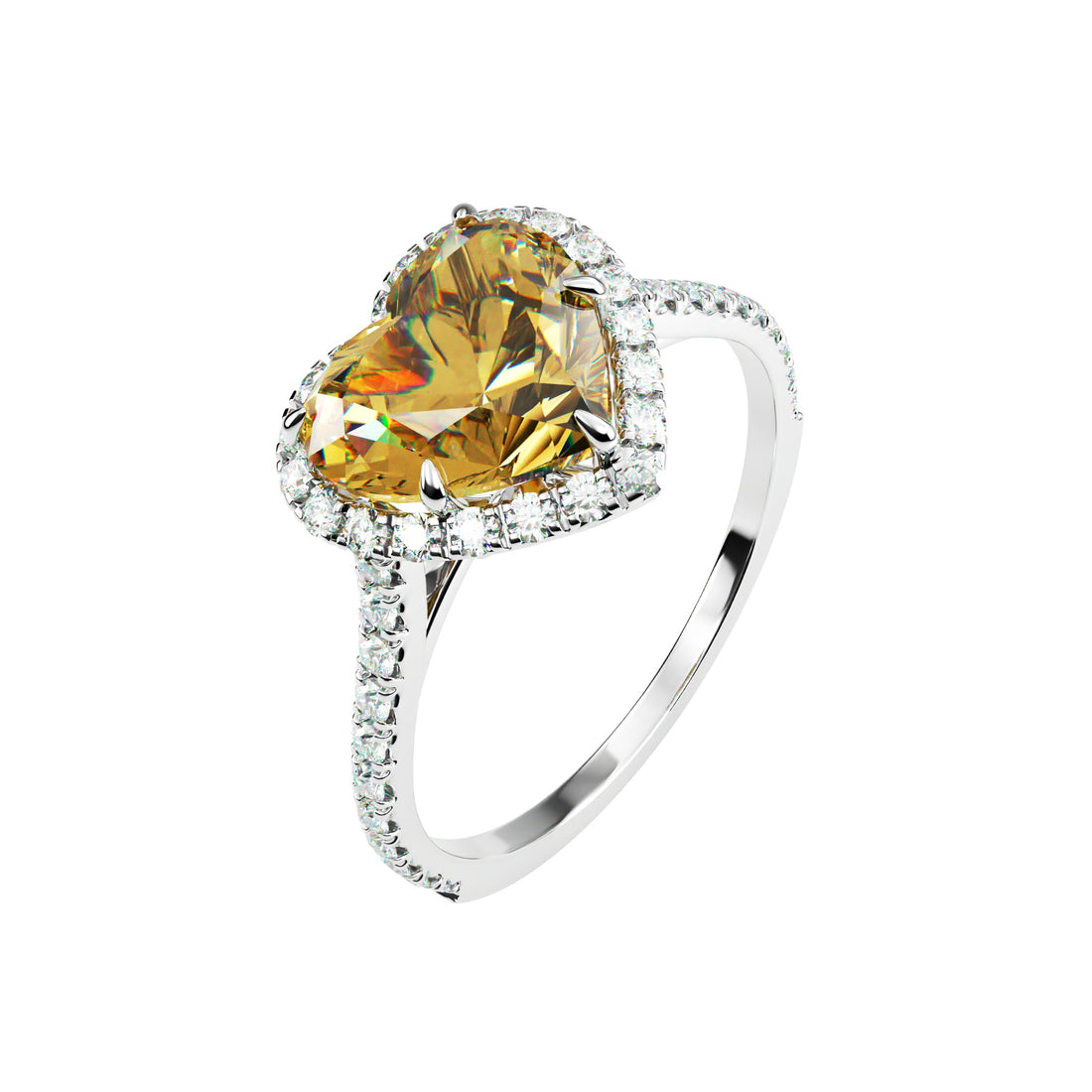 18kt White Gold Classic Heart Halo