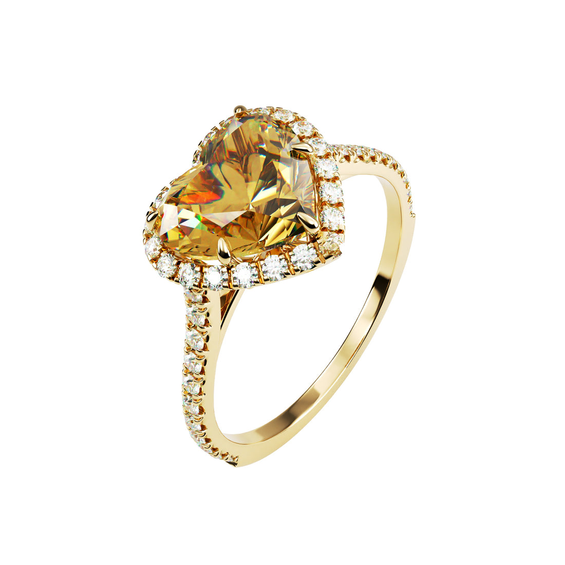 18kt Yellow Gold Classic Heart Halo