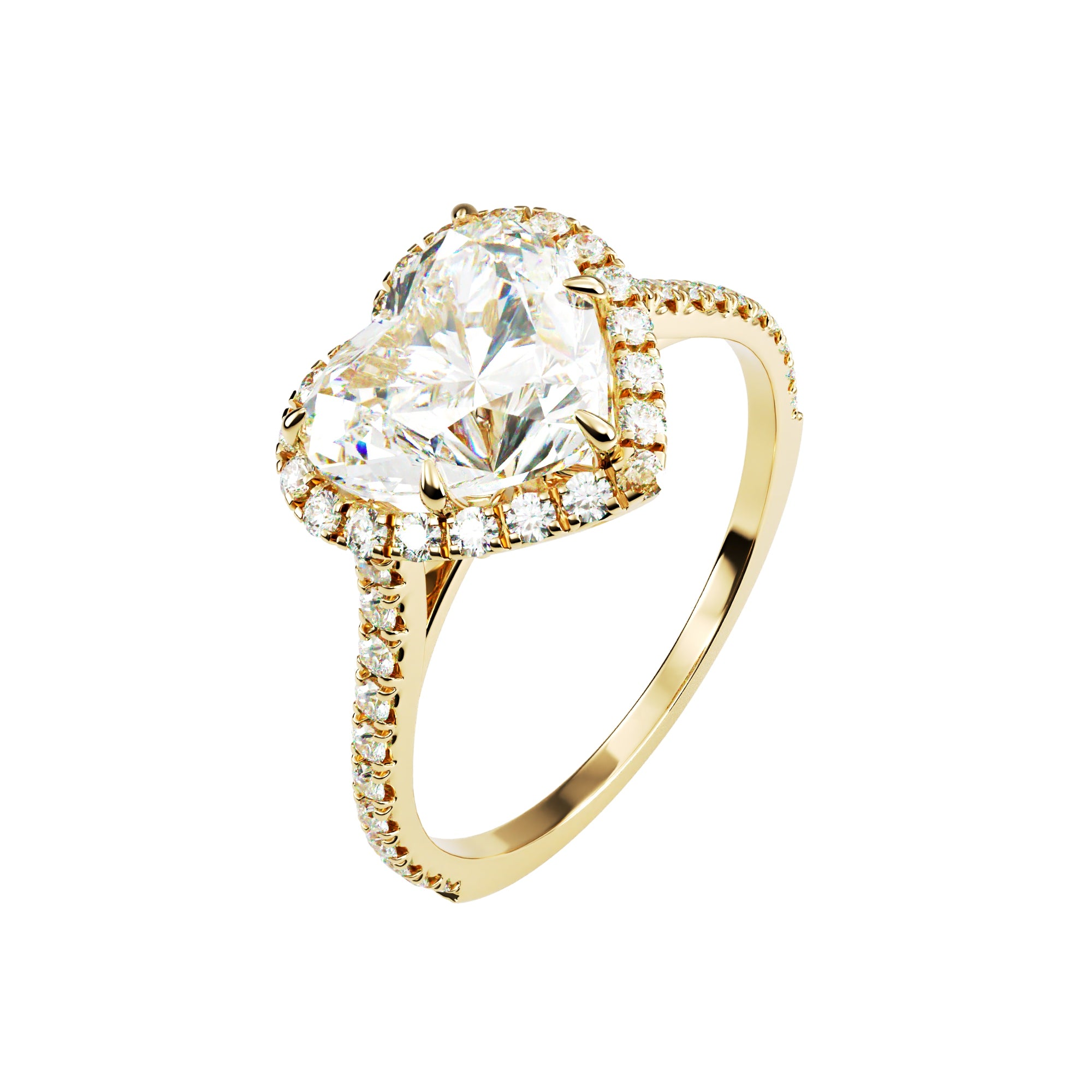 18kt Yellow Gold Classic Heart Halo