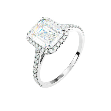 18kt White Gold Classic Emerald Halo