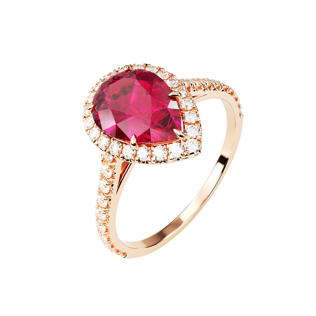 18kt Rose Gold Classic Pear Halo