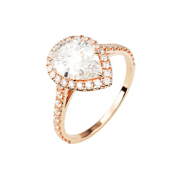 18kt Rose Gold Classic Pear Halo