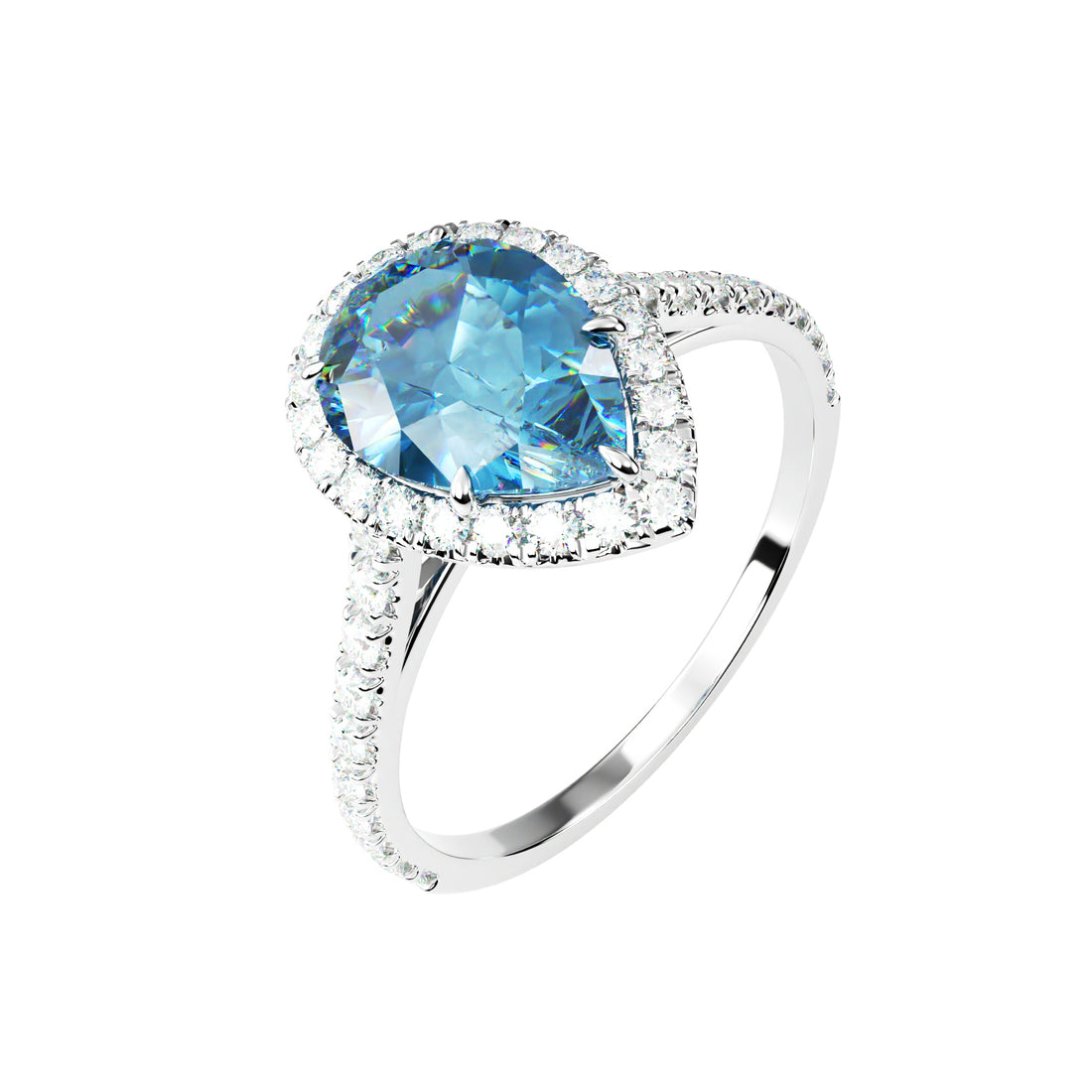 18kt White Gold Classic Pear Halo