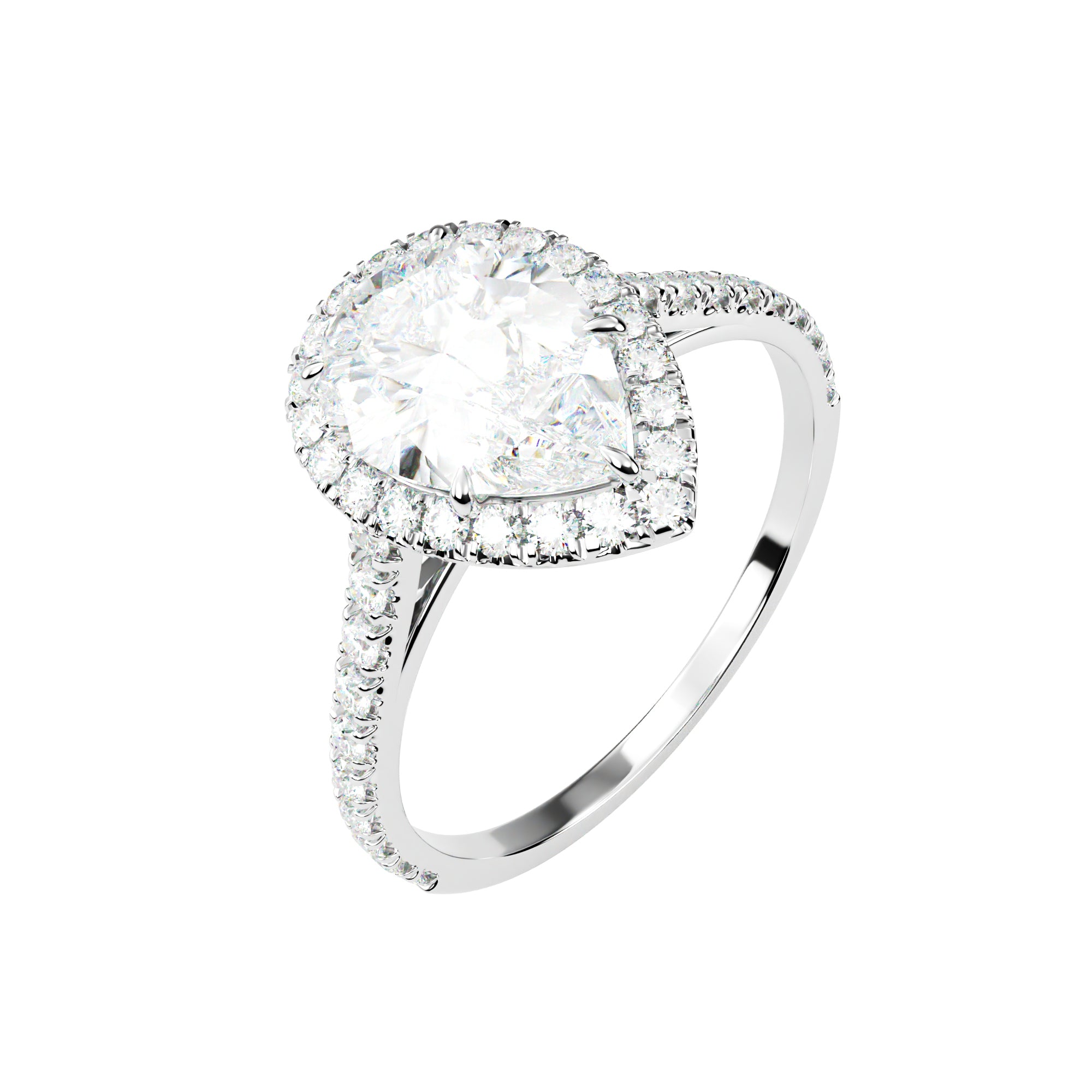 18kt White Gold Classic Pear Halo