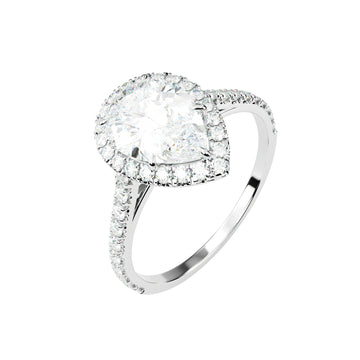18kt White Gold Classic Pear Halo