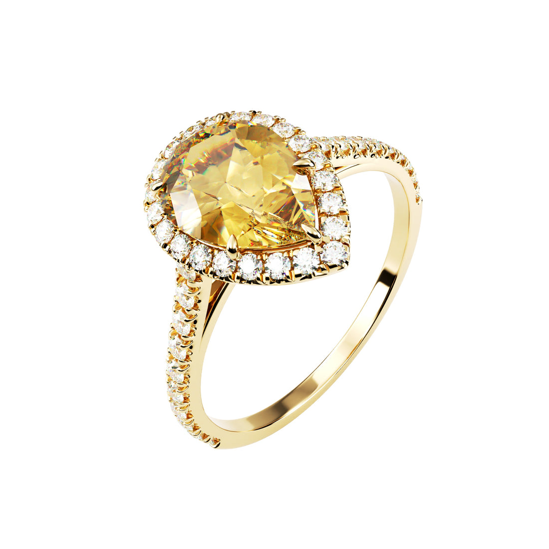 18kt Yellow Gold Classic Pear Halo