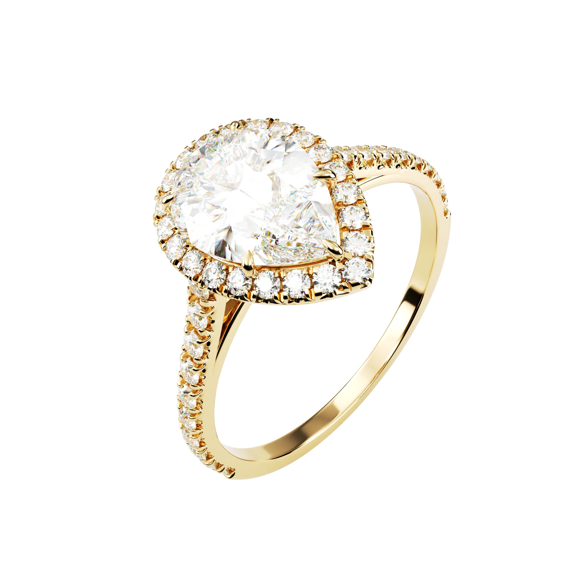 18kt Yellow Gold Classic Pear Halo
