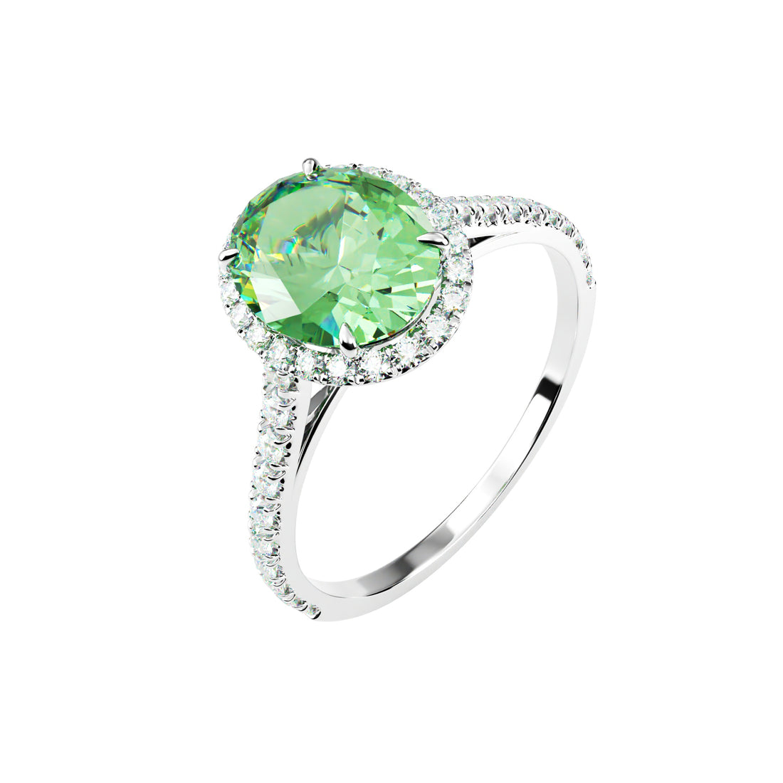 18kt White Gold Classic Oval Halo