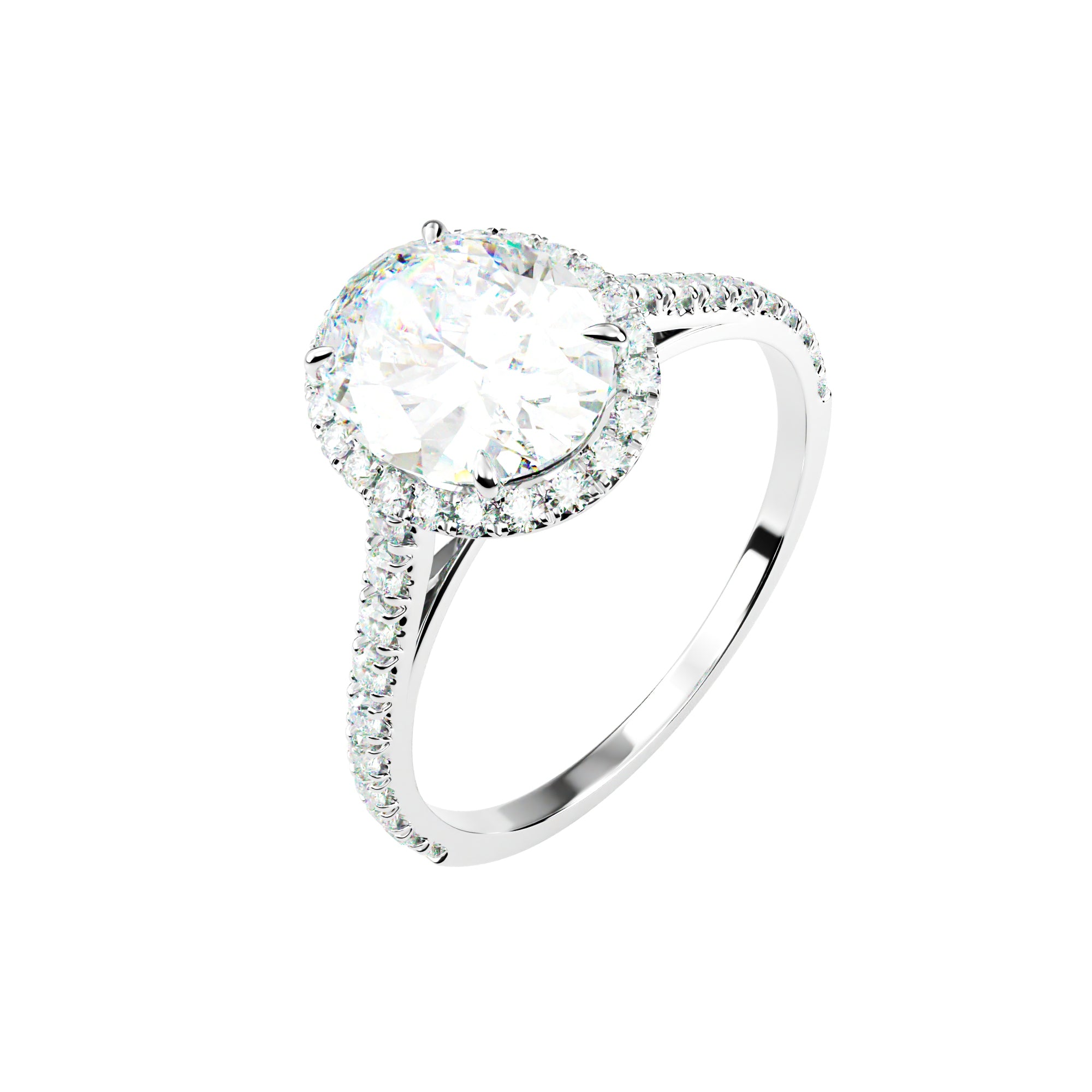 18kt White Gold Classic Oval Halo