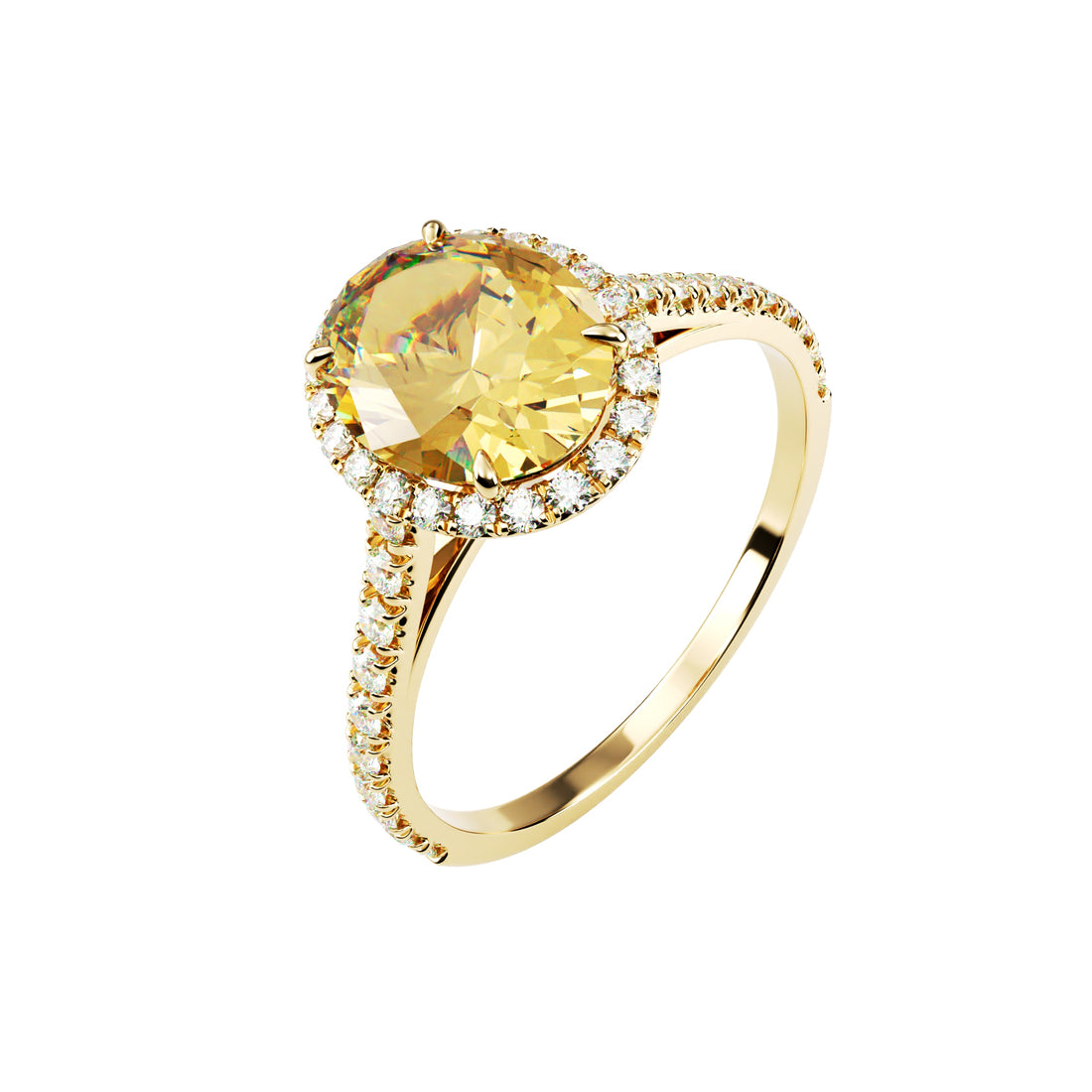 18kt Yellow Gold Classic Oval Halo